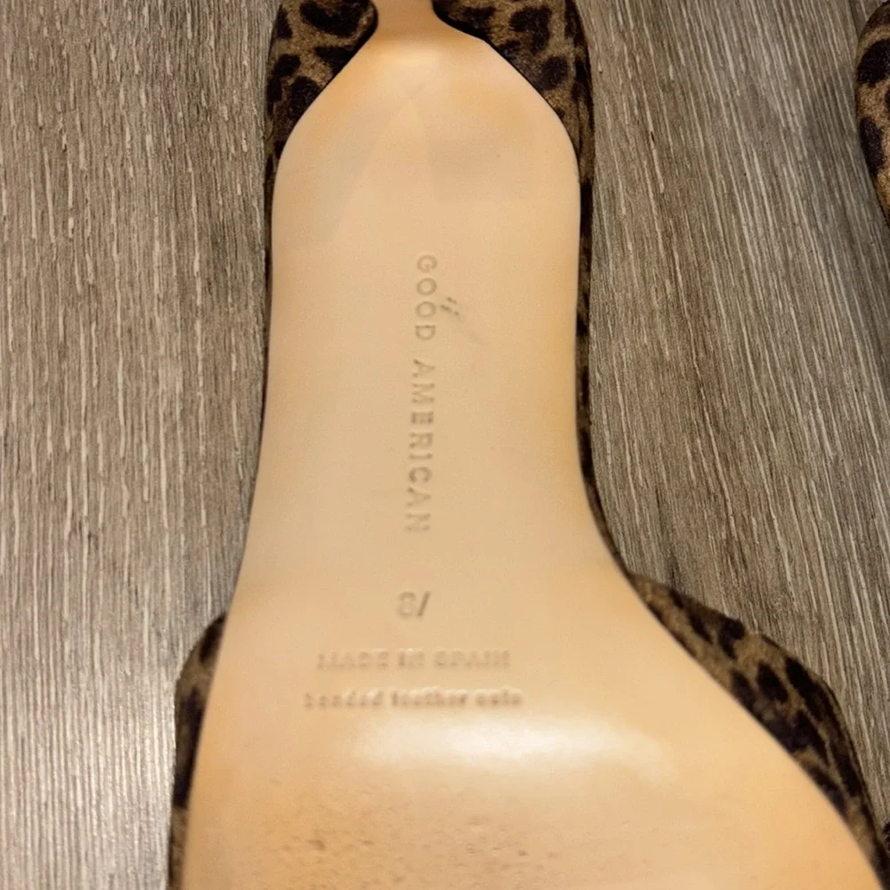 Good American Leopard Square Toe Heels